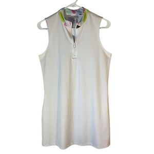 Tommy Bahama Golf Dress. Medium. White with floral mock neck. 1/4 zip Pullover